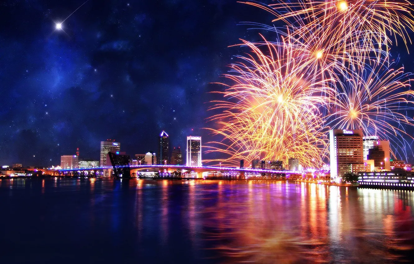 Photo wallpaper night, holiday, salute