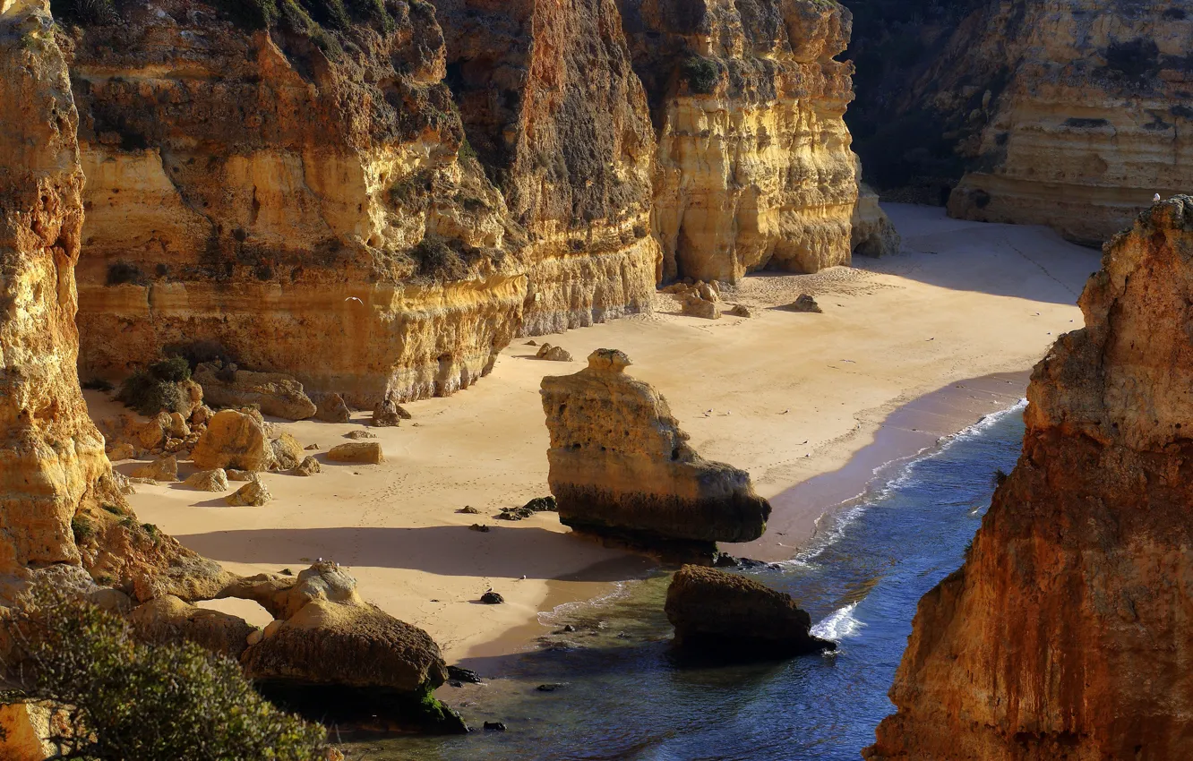 Photo wallpaper stones, rocks, shore, Bay, Portugal