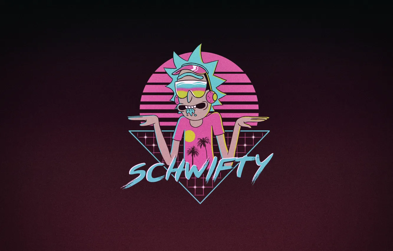 Photo wallpaper figure, minimalism, art, Neon, Rick, Rick and Morty, Synth, Retrowave