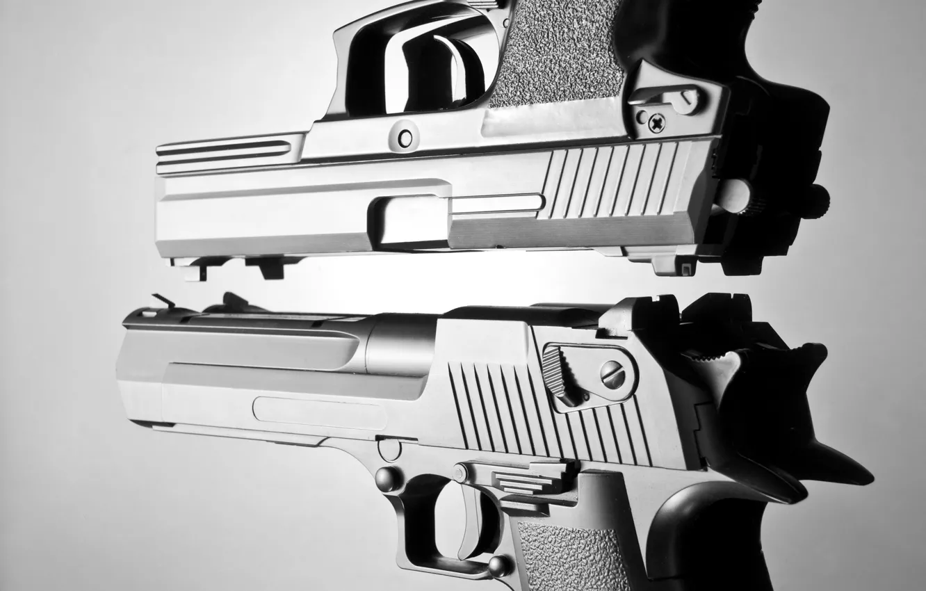 Photo wallpaper metal, gun, pistol, white, automatic, black, pistols, beautiful