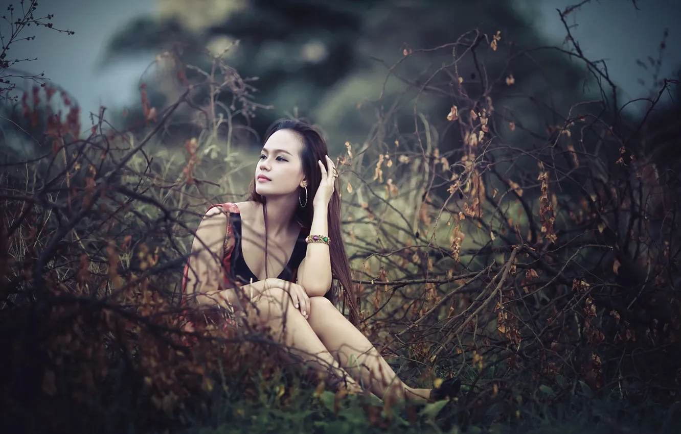 Photo wallpaper girl, pose, Asian