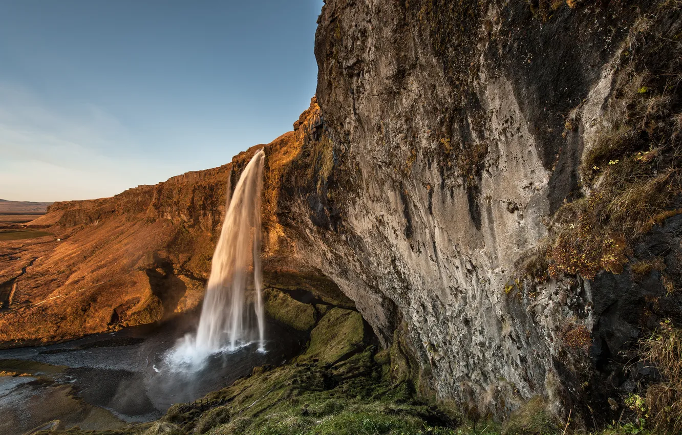 Photo wallpaper the sky, rocks, waterfall, Iceland