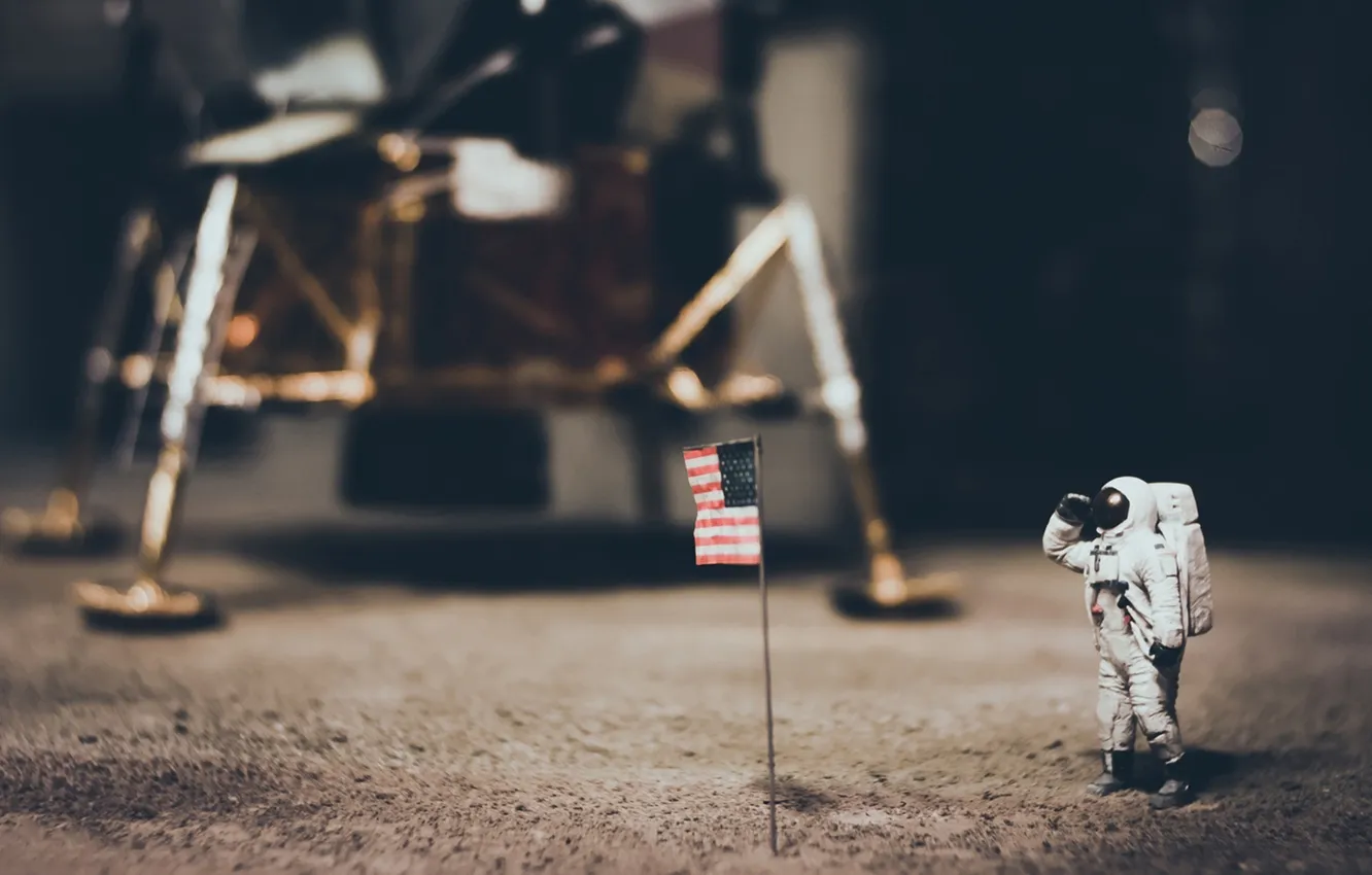 Photo wallpaper astronaut, flag, America