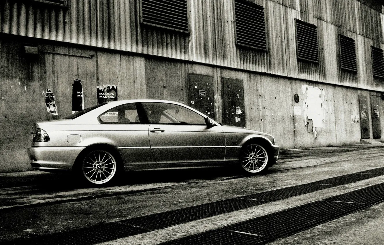 Photo wallpaper black and white, BMW, noise, 3Series