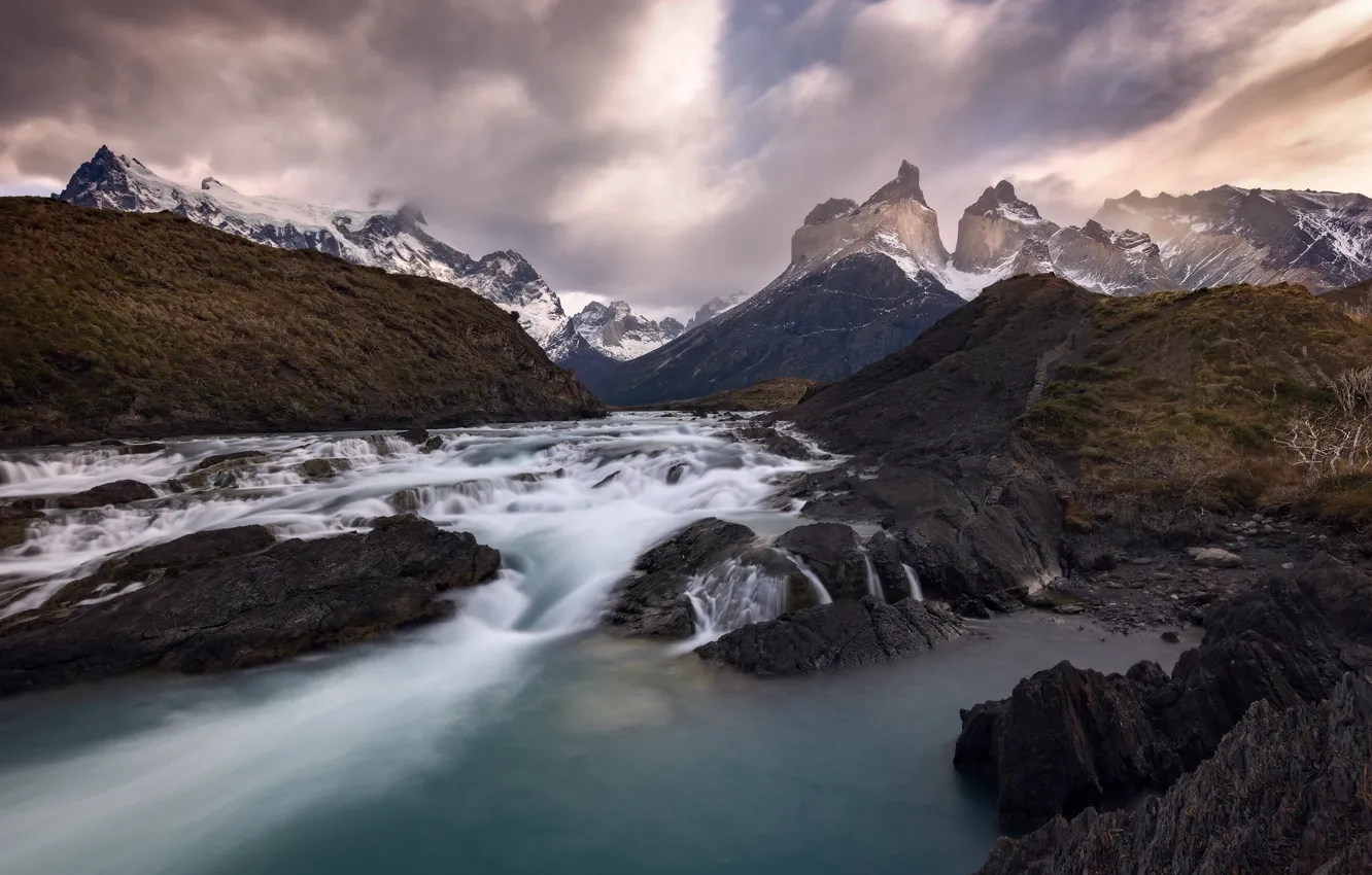 Photo wallpaper mountains, pond, Andes