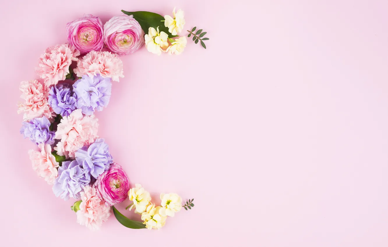 Photo wallpaper leaves, flowers, background, roses, pink, buds, fresh, pink