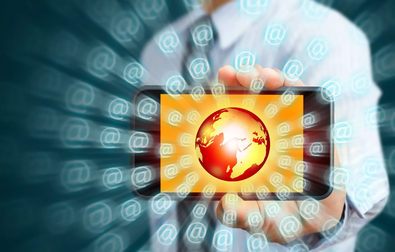Photo wallpaper Internet, the globe, hi-tech, smartphone