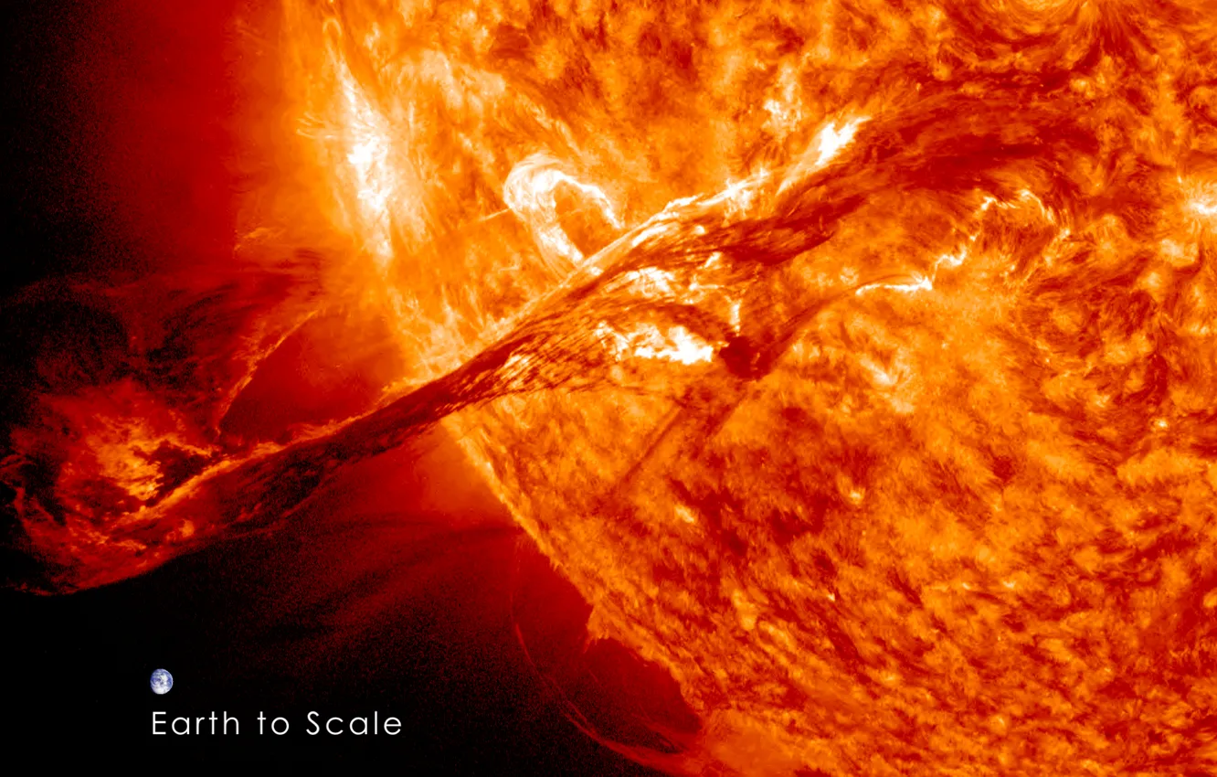 Photo wallpaper the sun, space, stars, earth, planet, crown, CME