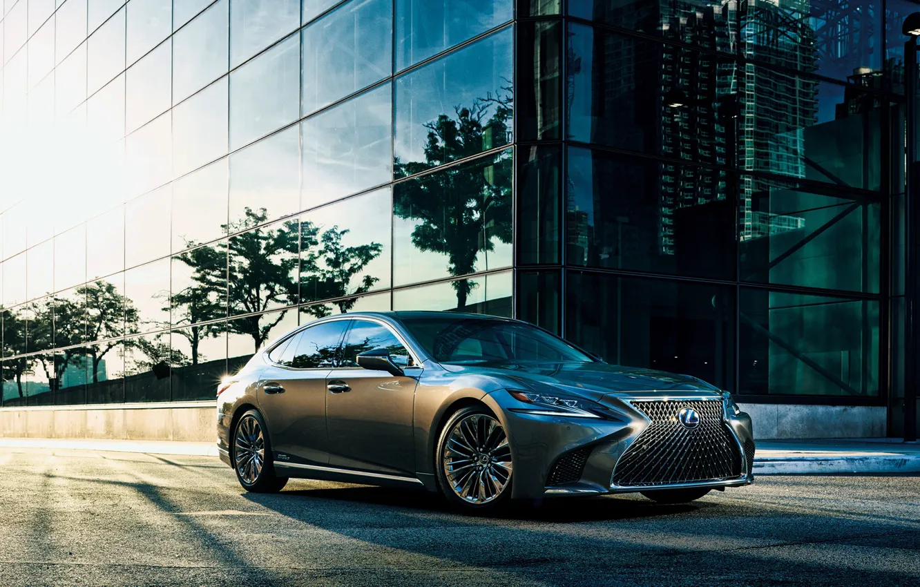 Photo wallpaper the sun, building, Lexus, LS 500h