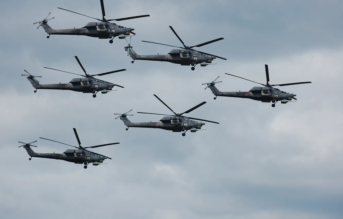 Photo wallpaper flight, helicopters, shock, "The eagles", Mi-28N