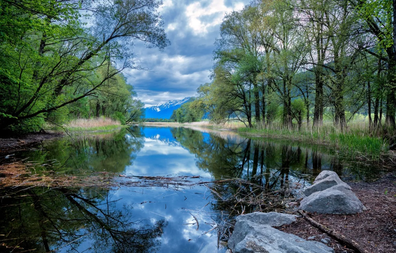 Photo wallpaper landscape, nature, river