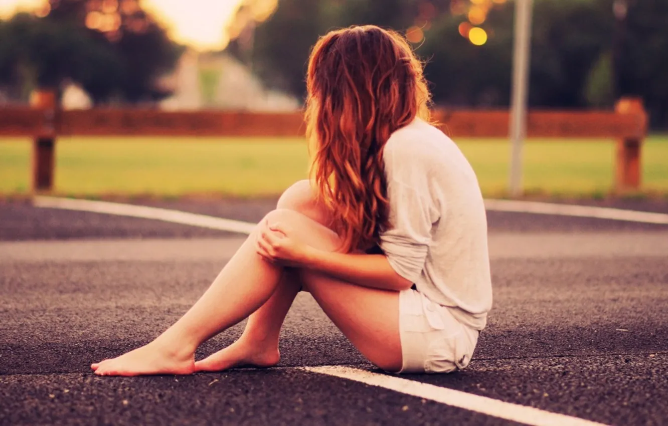 Photo wallpaper photography, Girl Alone, On Road