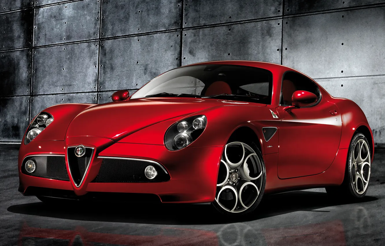 Photo wallpaper car, machine, red, Alfa Romeo, red, car, Alfa Romeo, 8c competizione