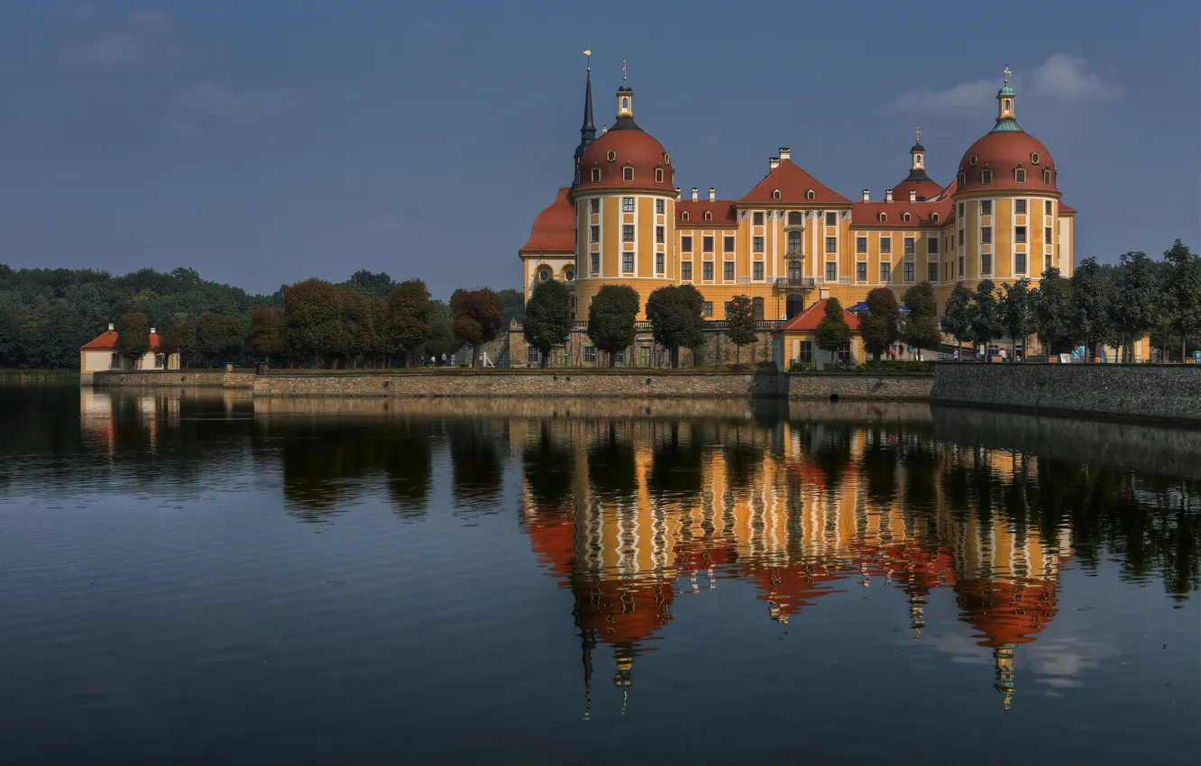 Photo wallpaper water, reflection, Germany, Germany, Moritzburg Castle, Moritzburg Castle
