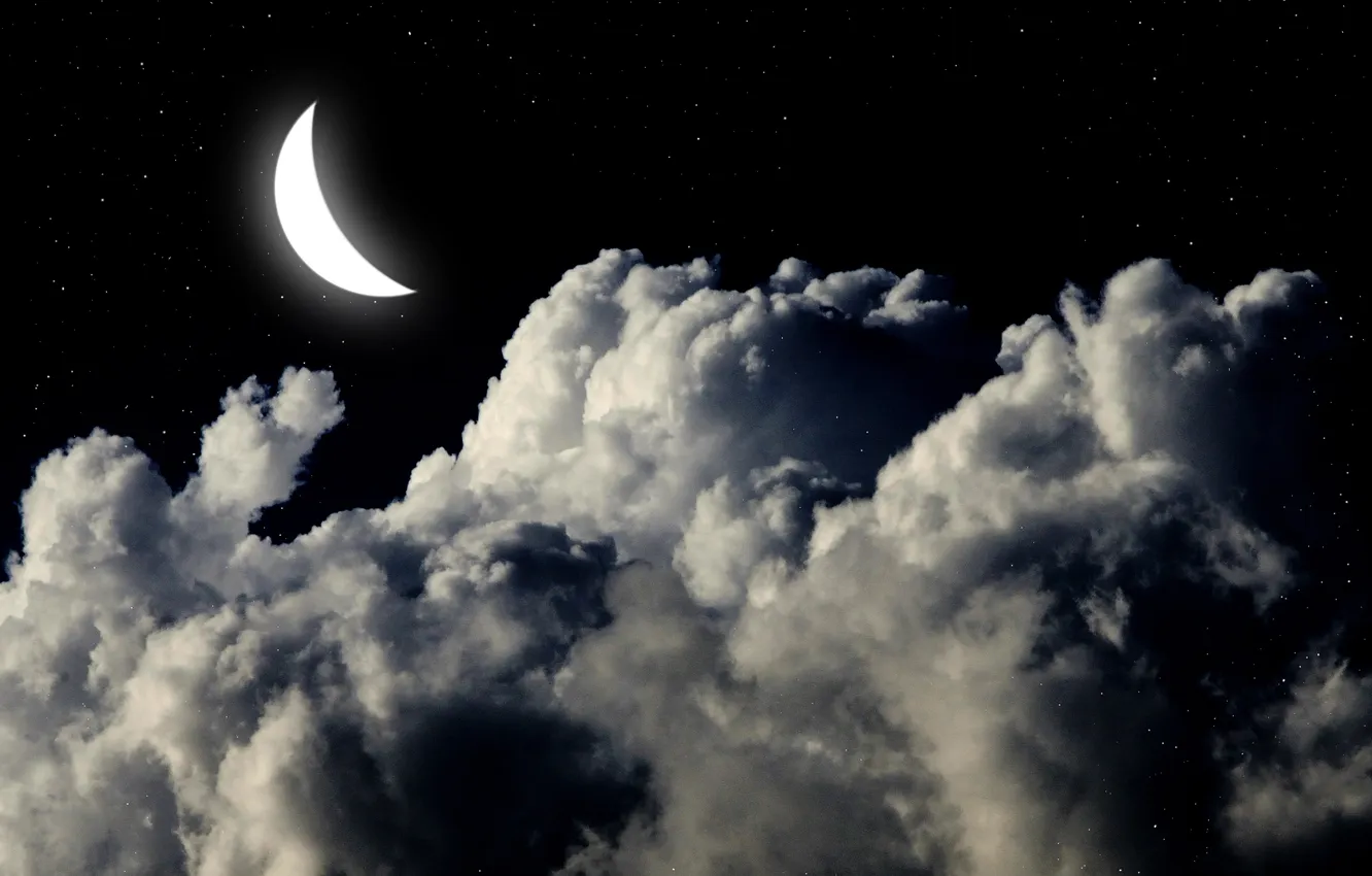 Photo wallpaper the sky, stars, clouds, night, nature, background, widescreen, Wallpaper