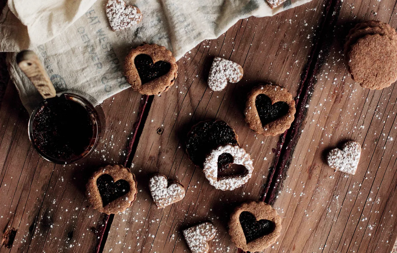 Photo wallpaper heart, cookies, hearts, cakes, jam, sweet