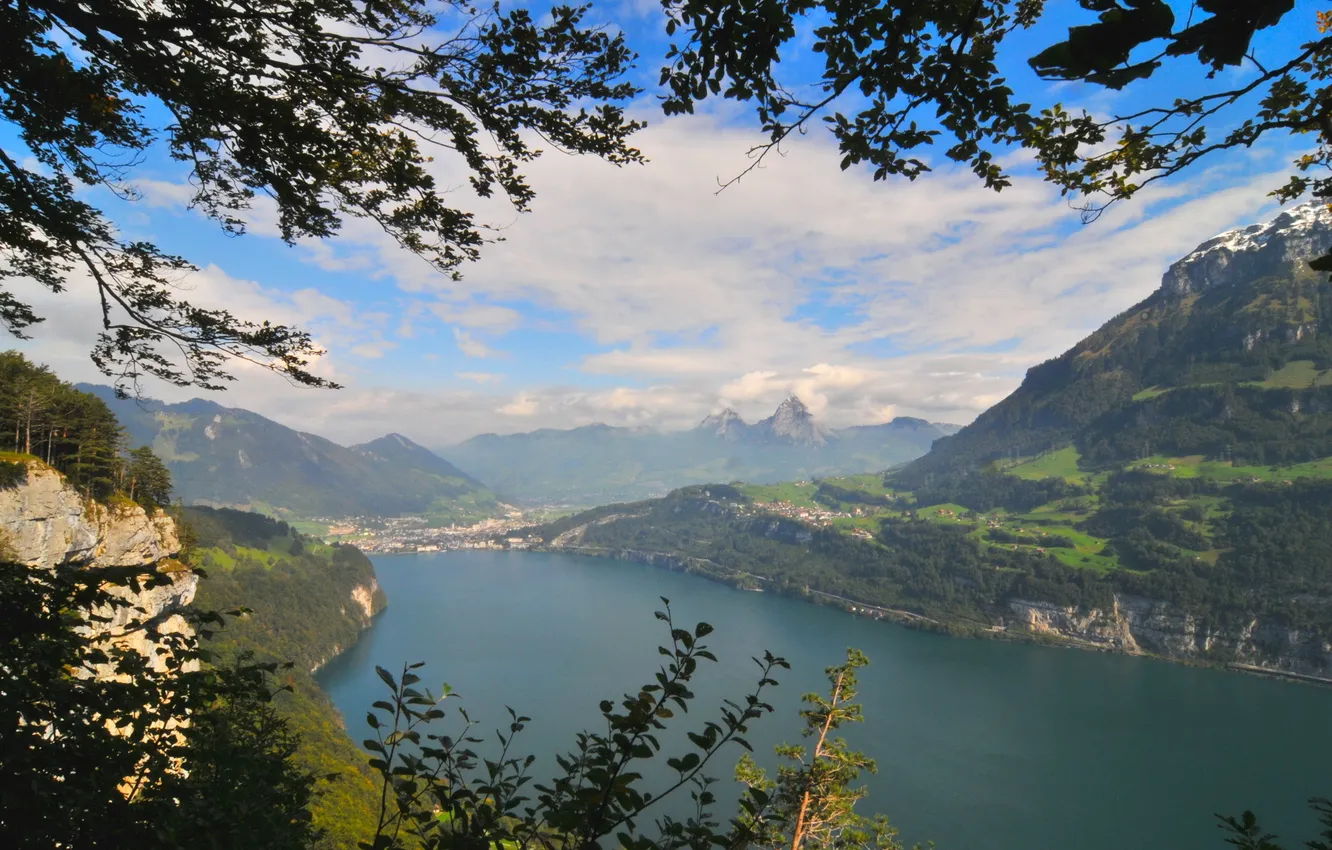 Photo wallpaper landscape, nature, river, photo, Switzerland, Engelberg