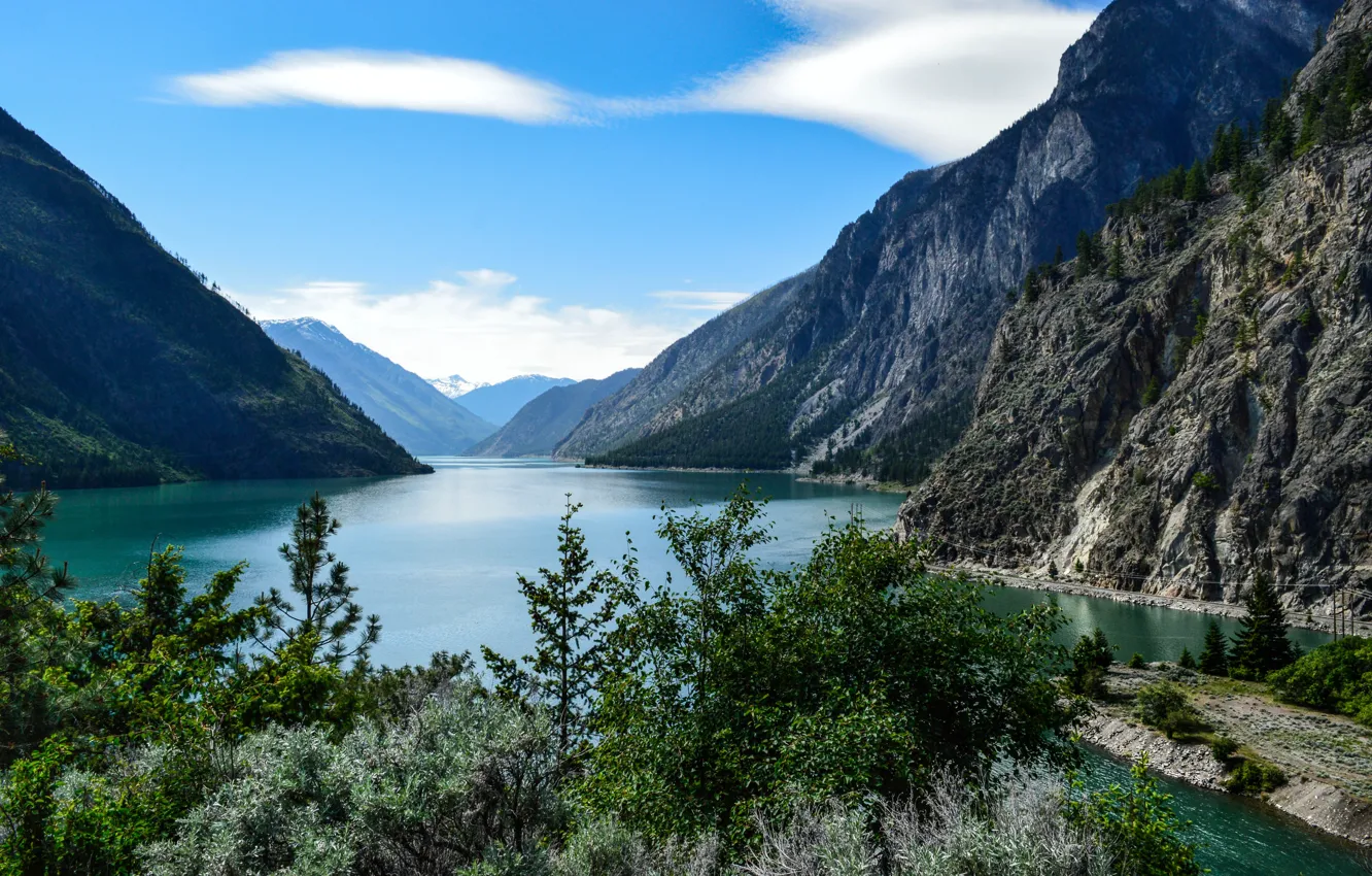 Photo wallpaper mountains, Canada, Canada, nature, mountains, lake Seton, Lillooet, Seton lake