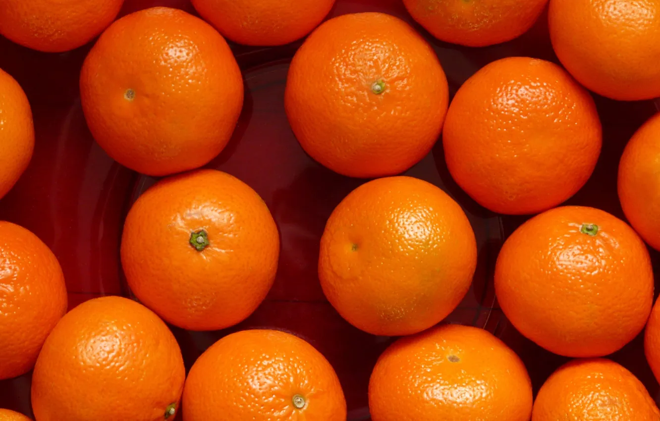 Photo wallpaper fruit, orange, tray, tangerines