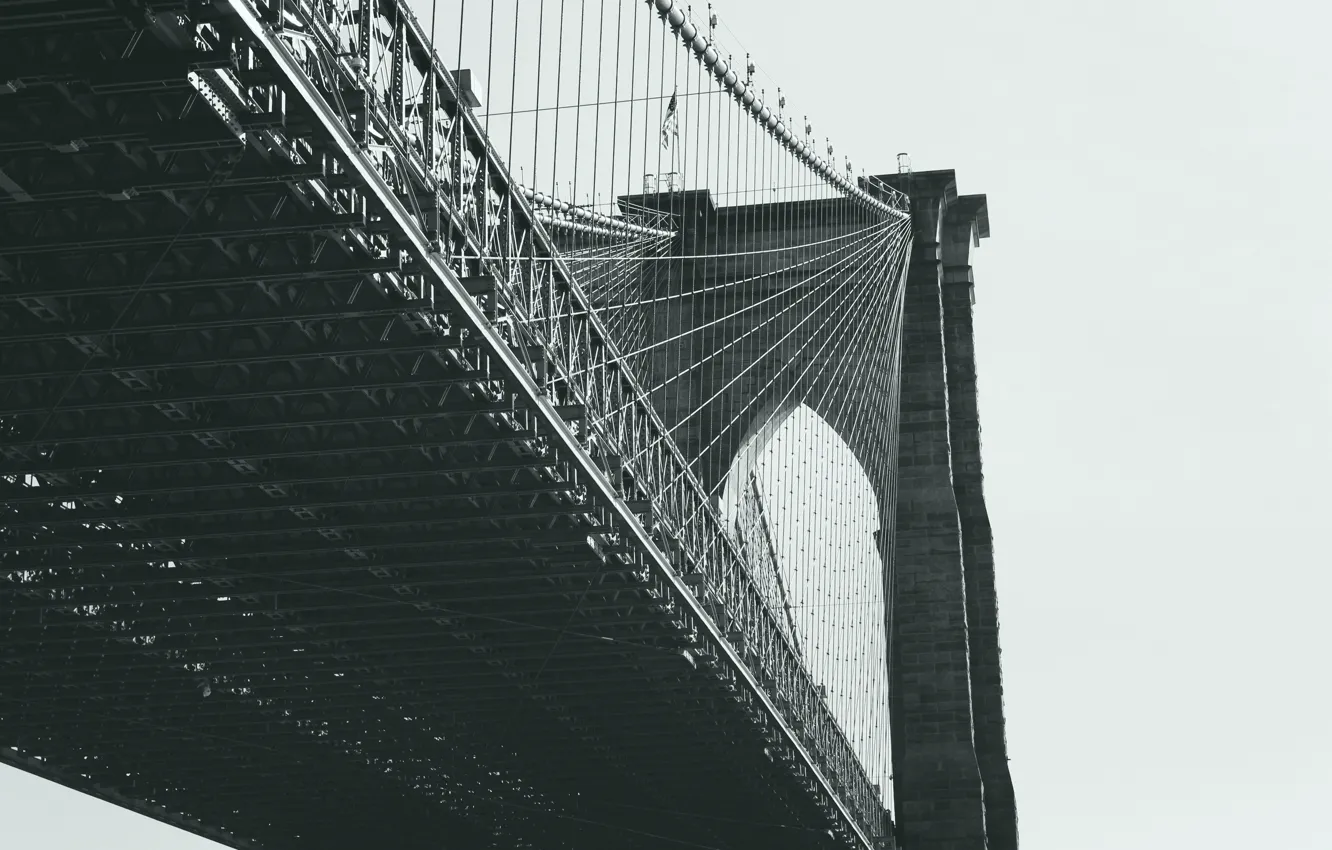 Photo wallpaper bridge, the city, New York, Brooklyn, Manhattan, black and white, USA, USA
