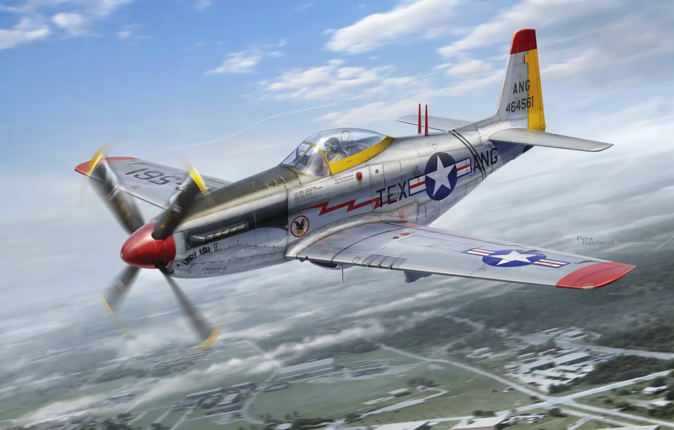 Photo wallpaper Fighter, USAF, P-51 Mustang, North American P-51, P-51H