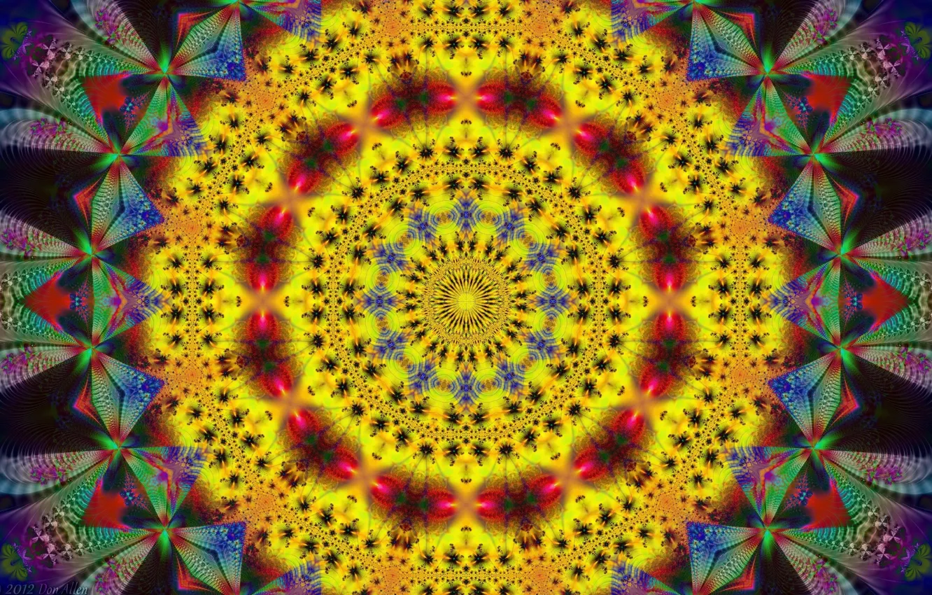 Photo wallpaper yellow, pattern, round
