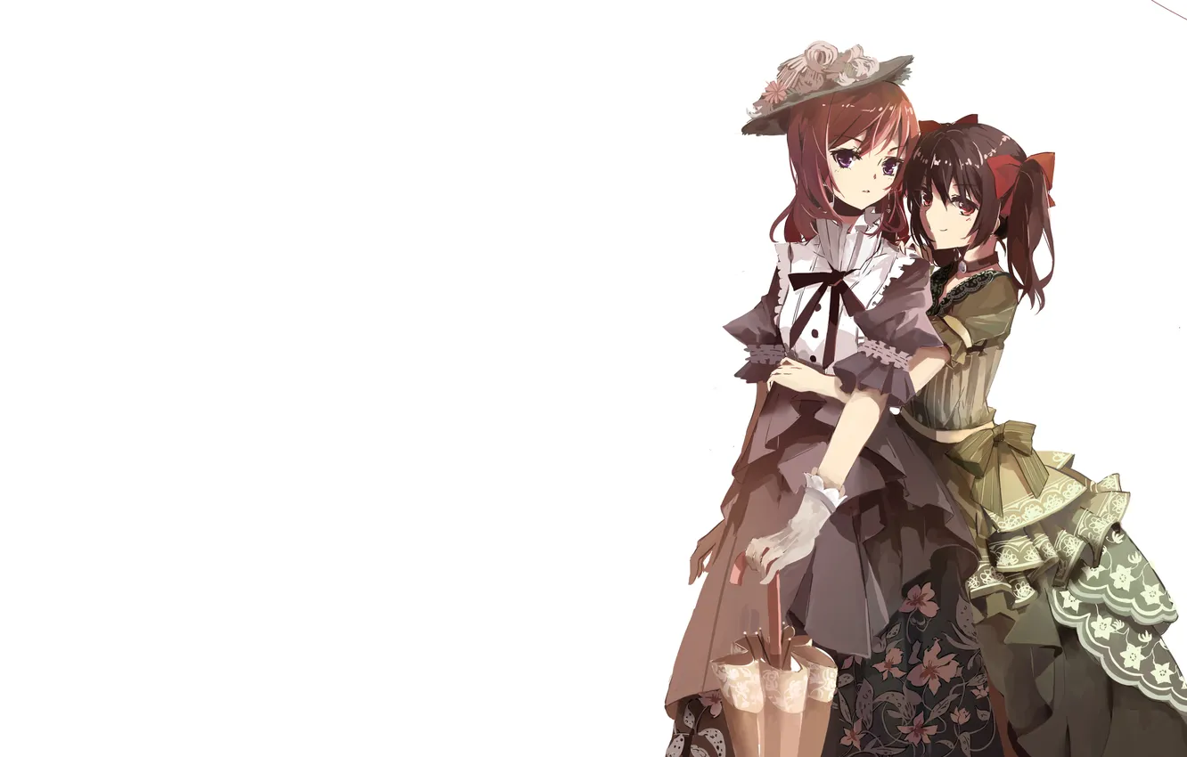 Photo wallpaper girl, flowers, hat, umbrella, anime, art, Ghost, yazawa nico