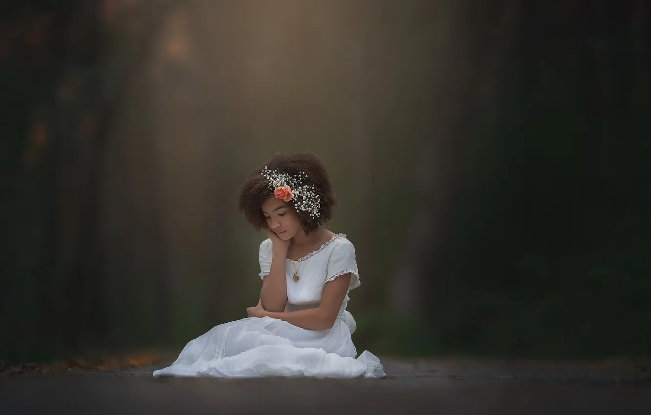 Photo wallpaper road, mood, girl