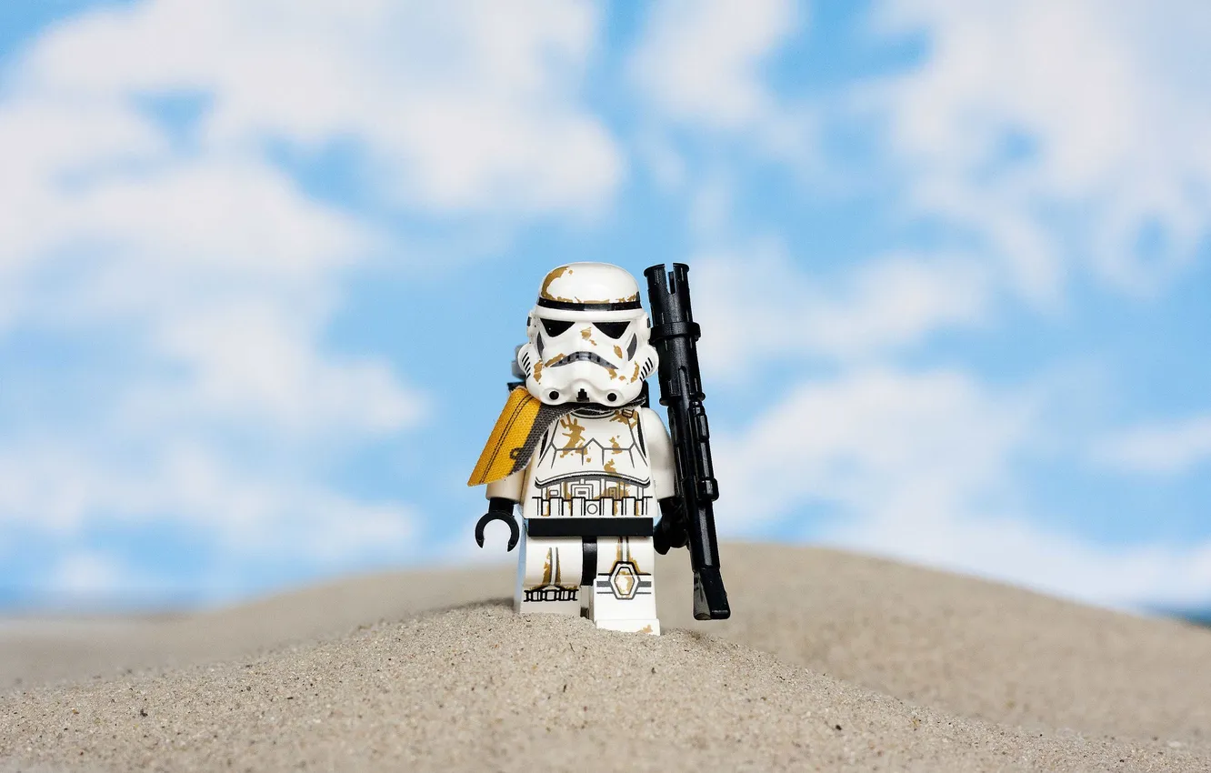 Photo wallpaper sand, the sky, clouds, weapons, desert, Star Wars, Sandtrooper, BlasTech T-21