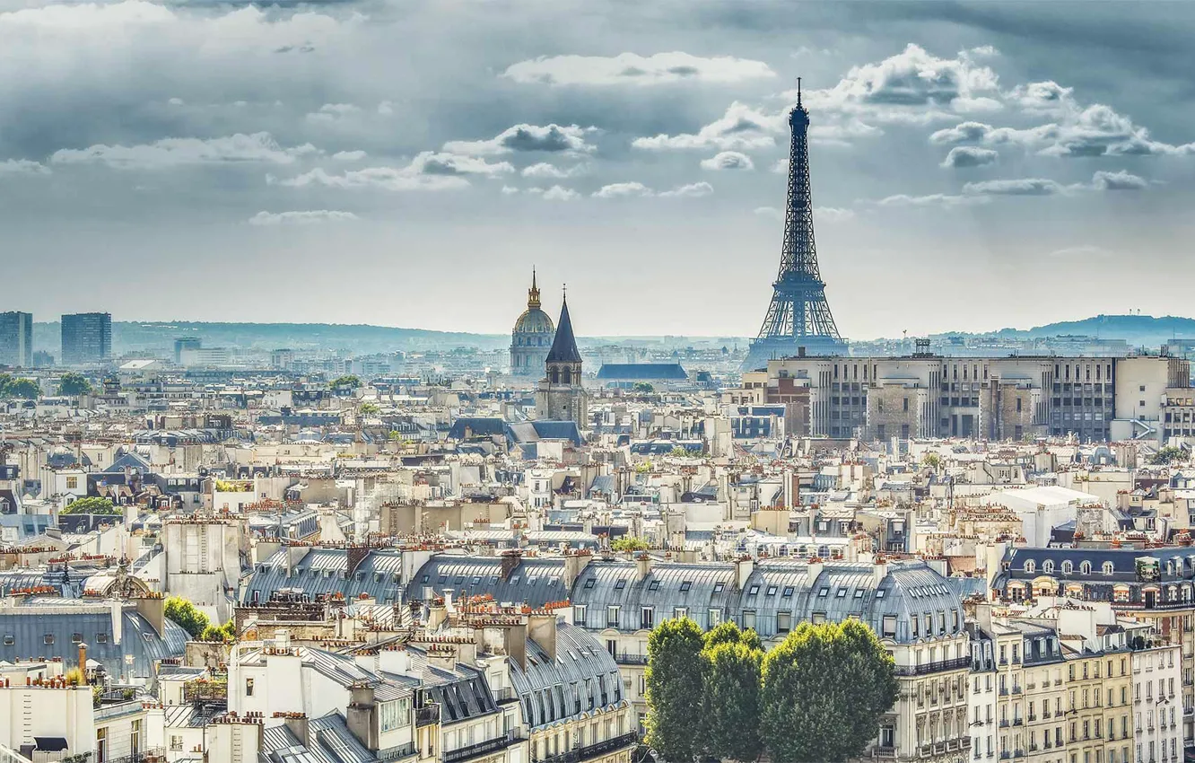 Photo wallpaper France, Paris, panorama, Eiffel tower