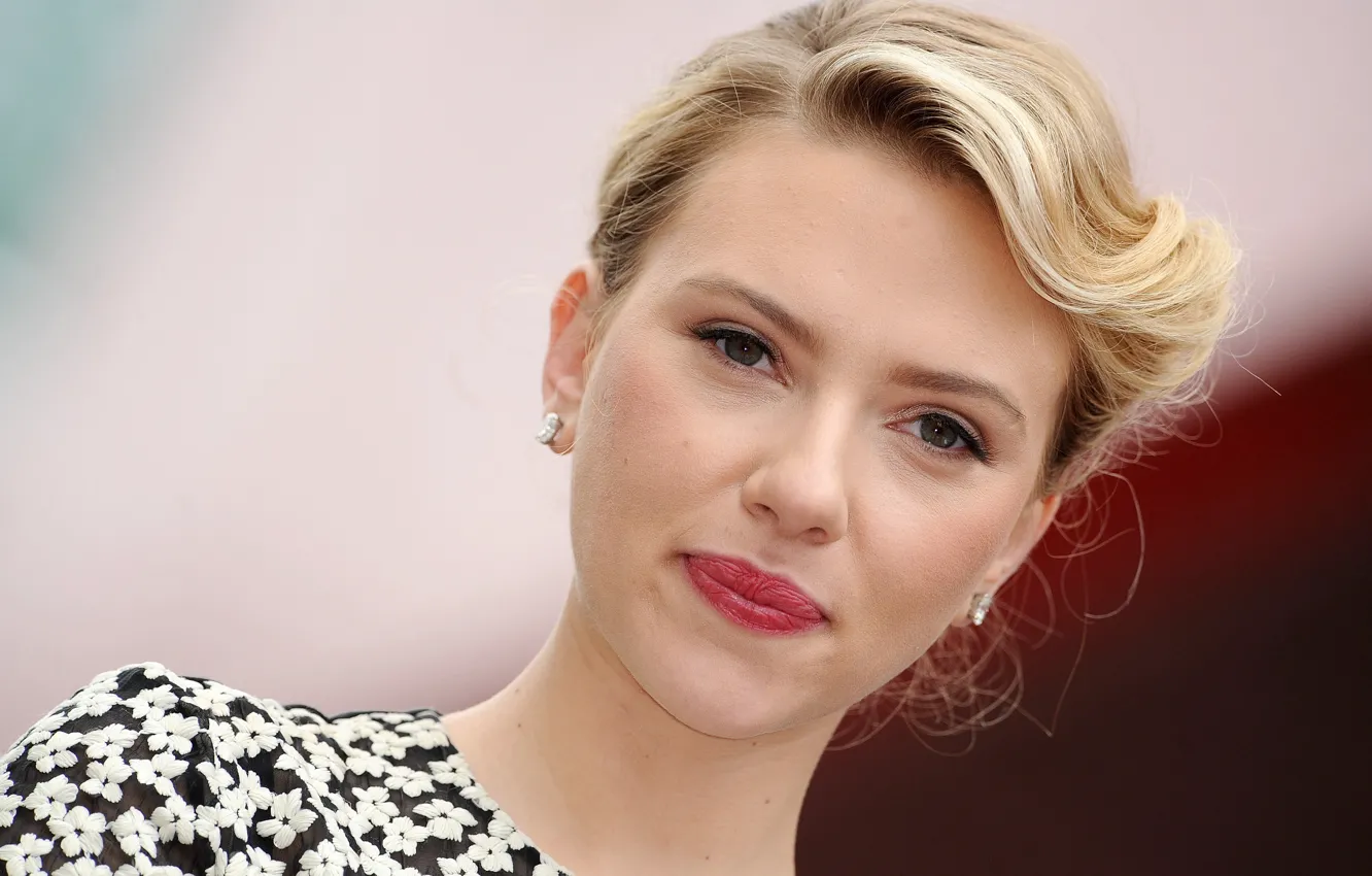 Photo wallpaper look, face, model, portrait, makeup, actress, Scarlett Johansson, hairstyle