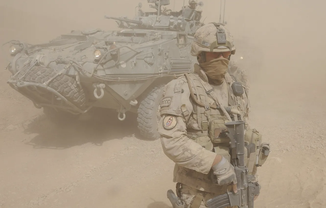 Photo wallpaper weapons, storm, soldiers, equipment, armored car