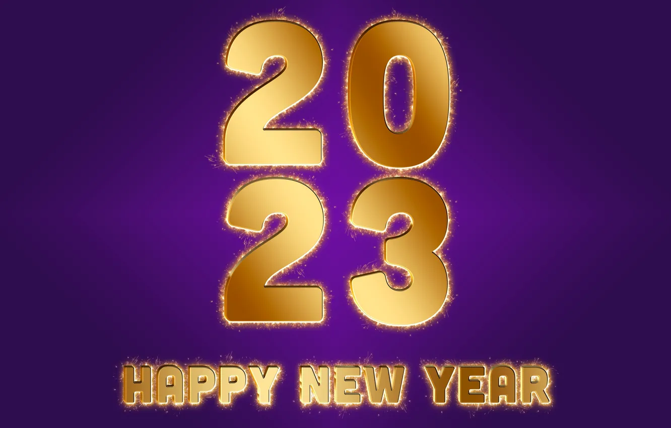 Photo wallpaper gold, New Year, figures, golden, happy, New Year, purple, figures