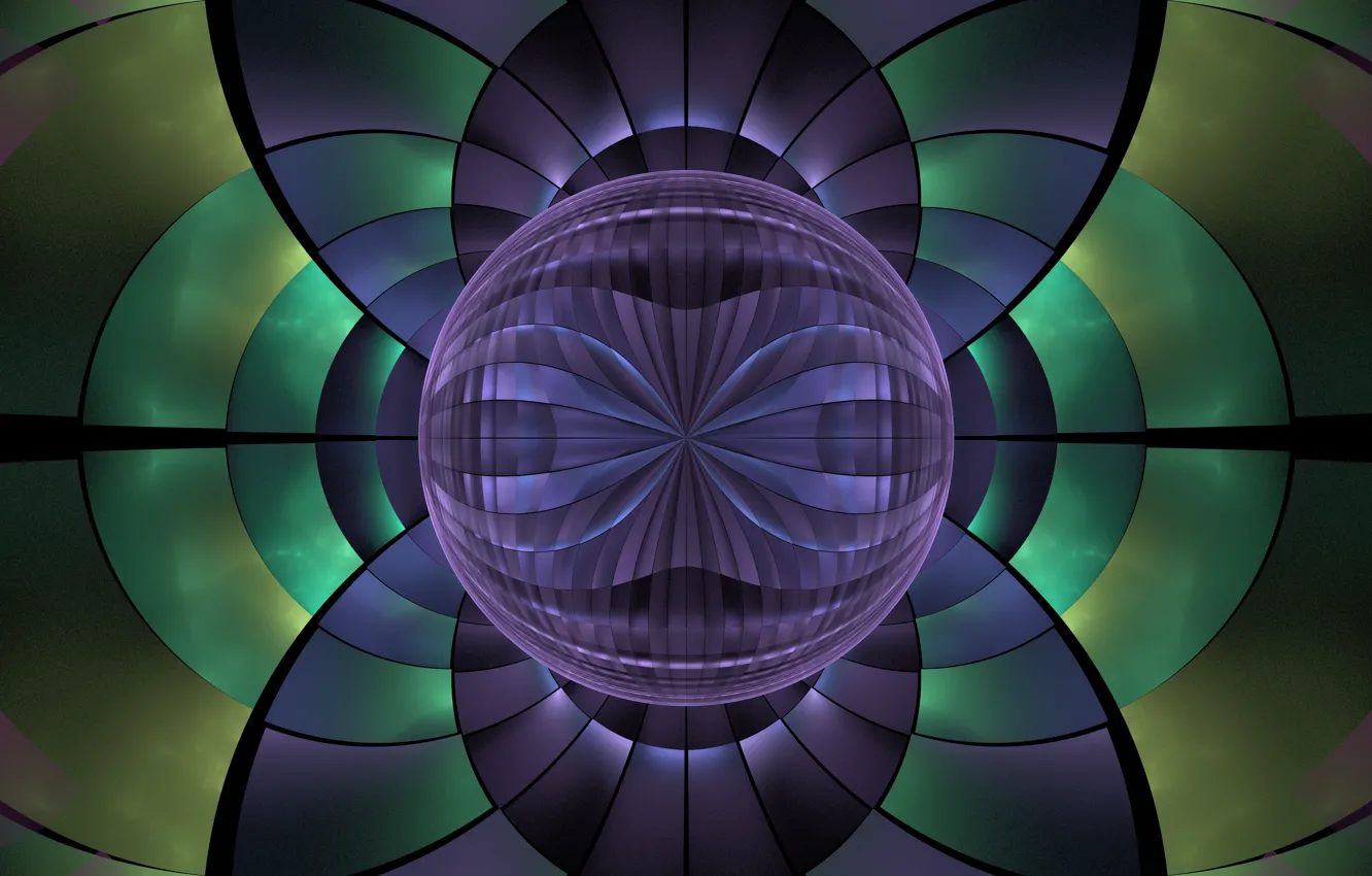 Photo wallpaper circles, abstraction, green, balls, pattern, graphics, fractal, geometry