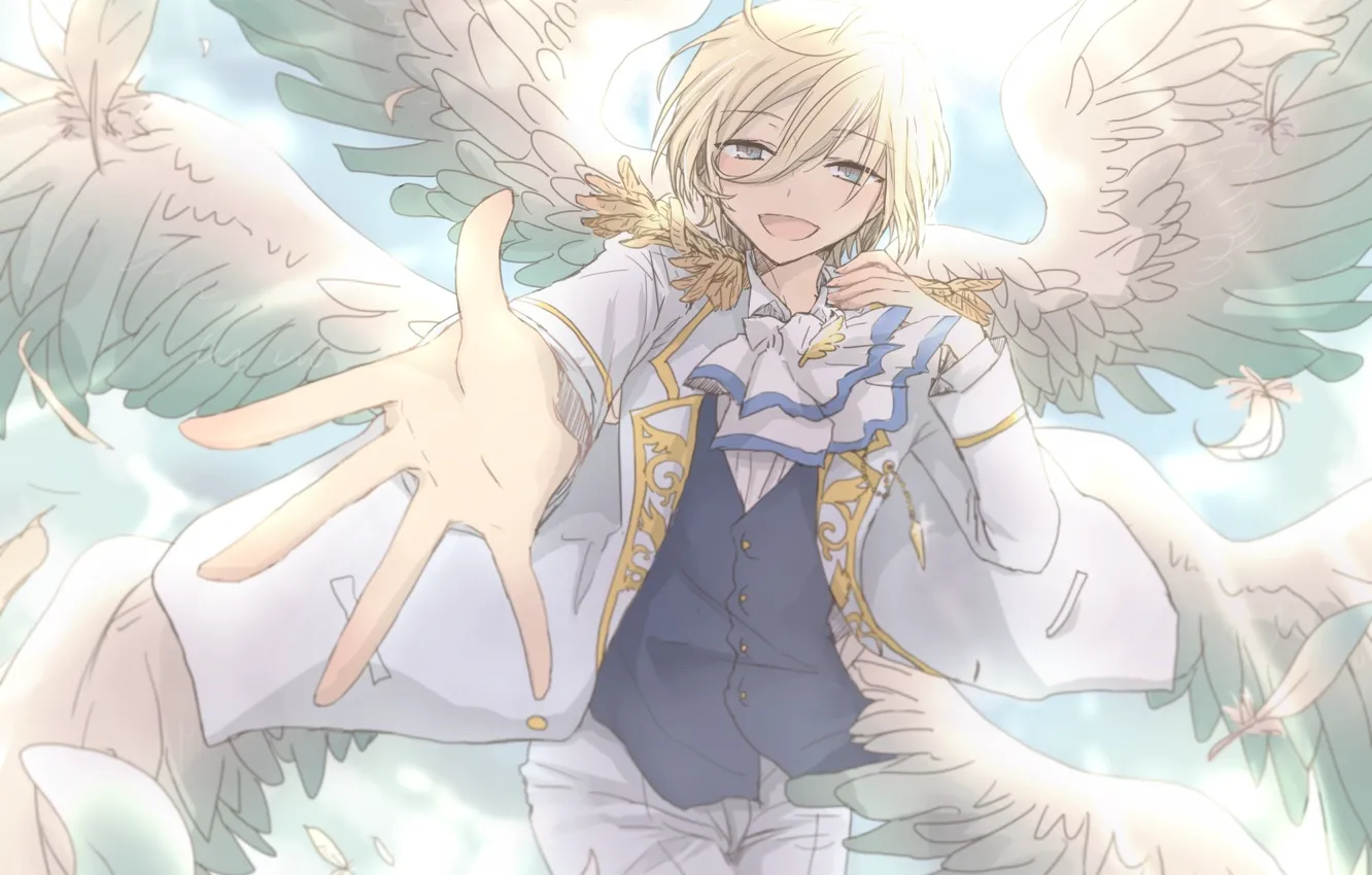 Photo wallpaper angel, anime, art, guy, tenshouin eichi, ensemble stars