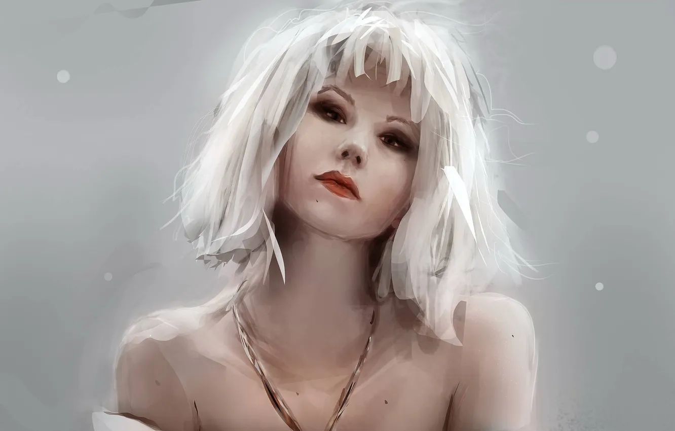 Photo wallpaper white, look, girl, hair, shoulders