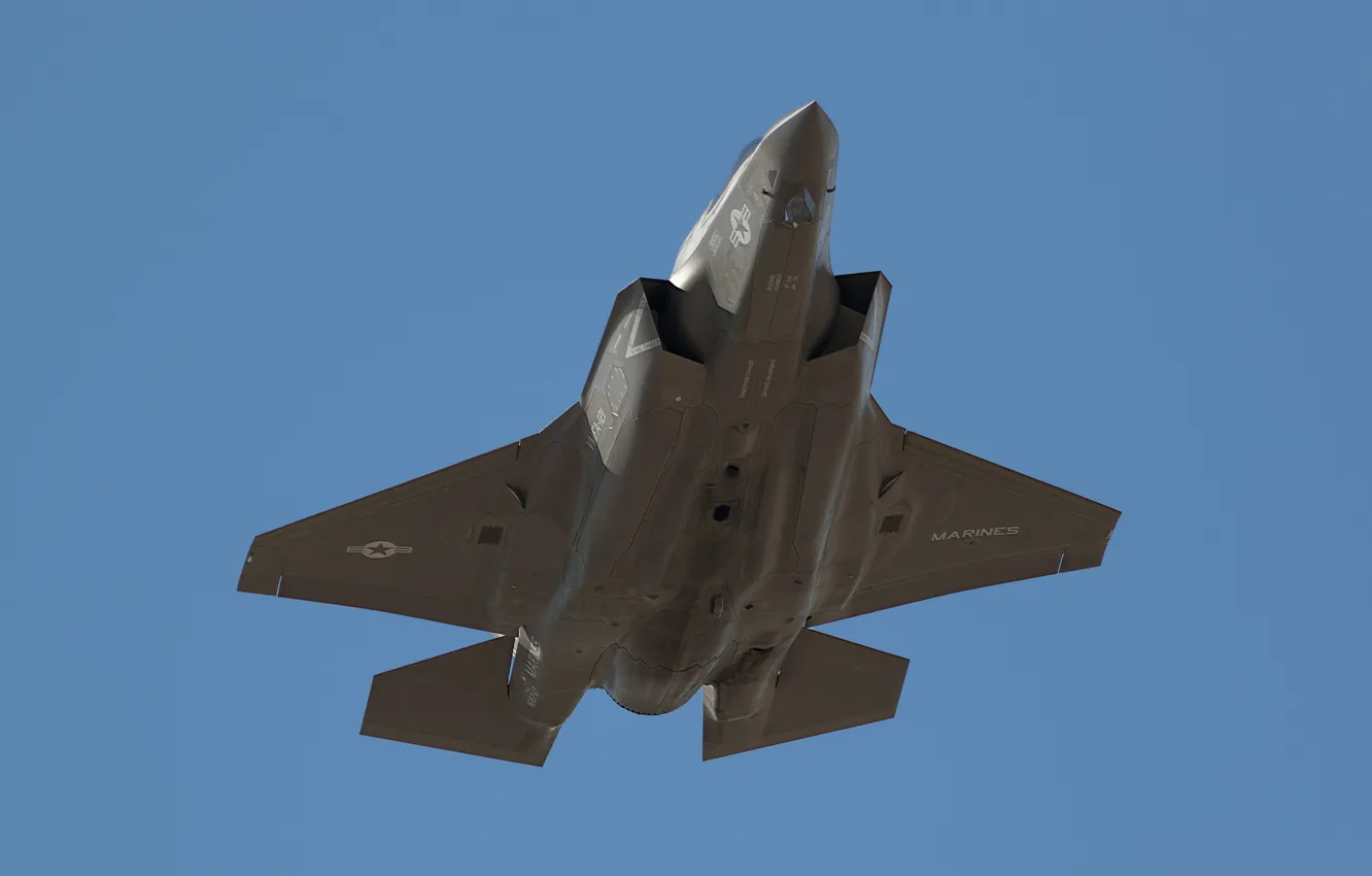 Photo wallpaper flight, fighter, bomber, F-35B, Lockheed Martin