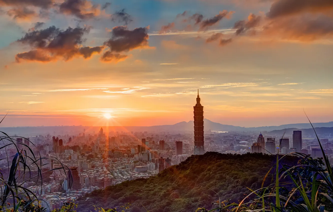 Photo wallpaper Taiwan, Taipei, longexposure, Capital City