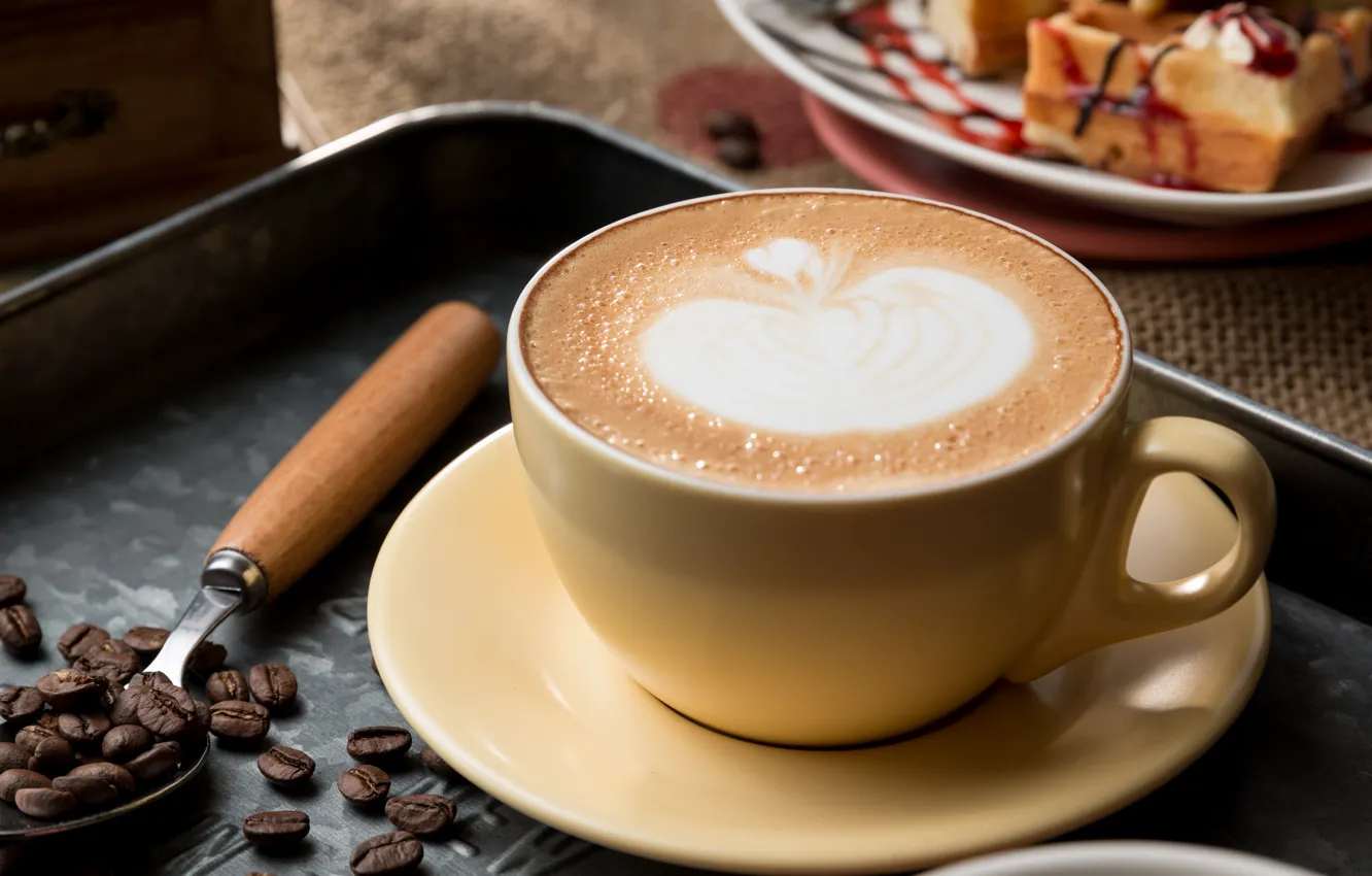 Photo wallpaper figure, coffee, grain, Cup, drink, foam