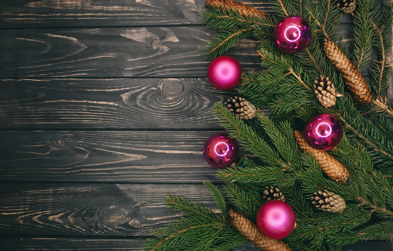 Photo wallpaper decoration, holiday, balls, toy, new year, bumps, fir-tree branches