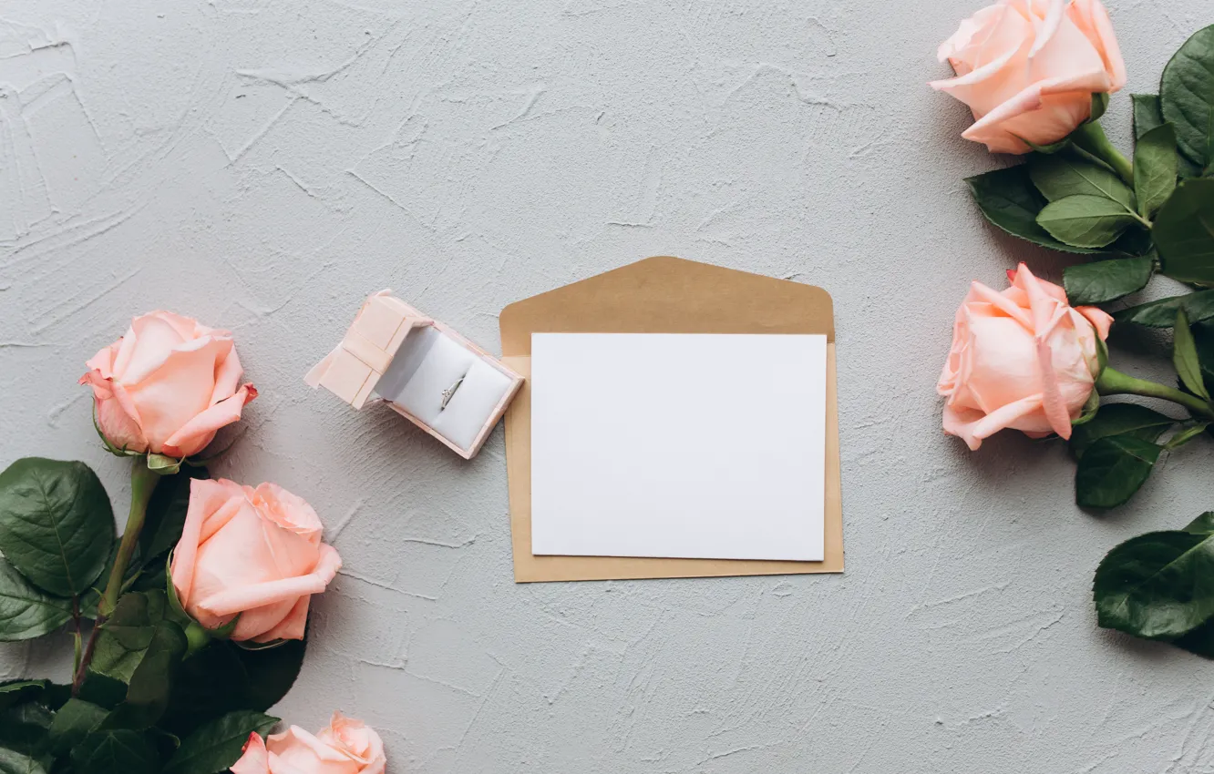 Photo wallpaper letter, flowers, holiday, roses, ring