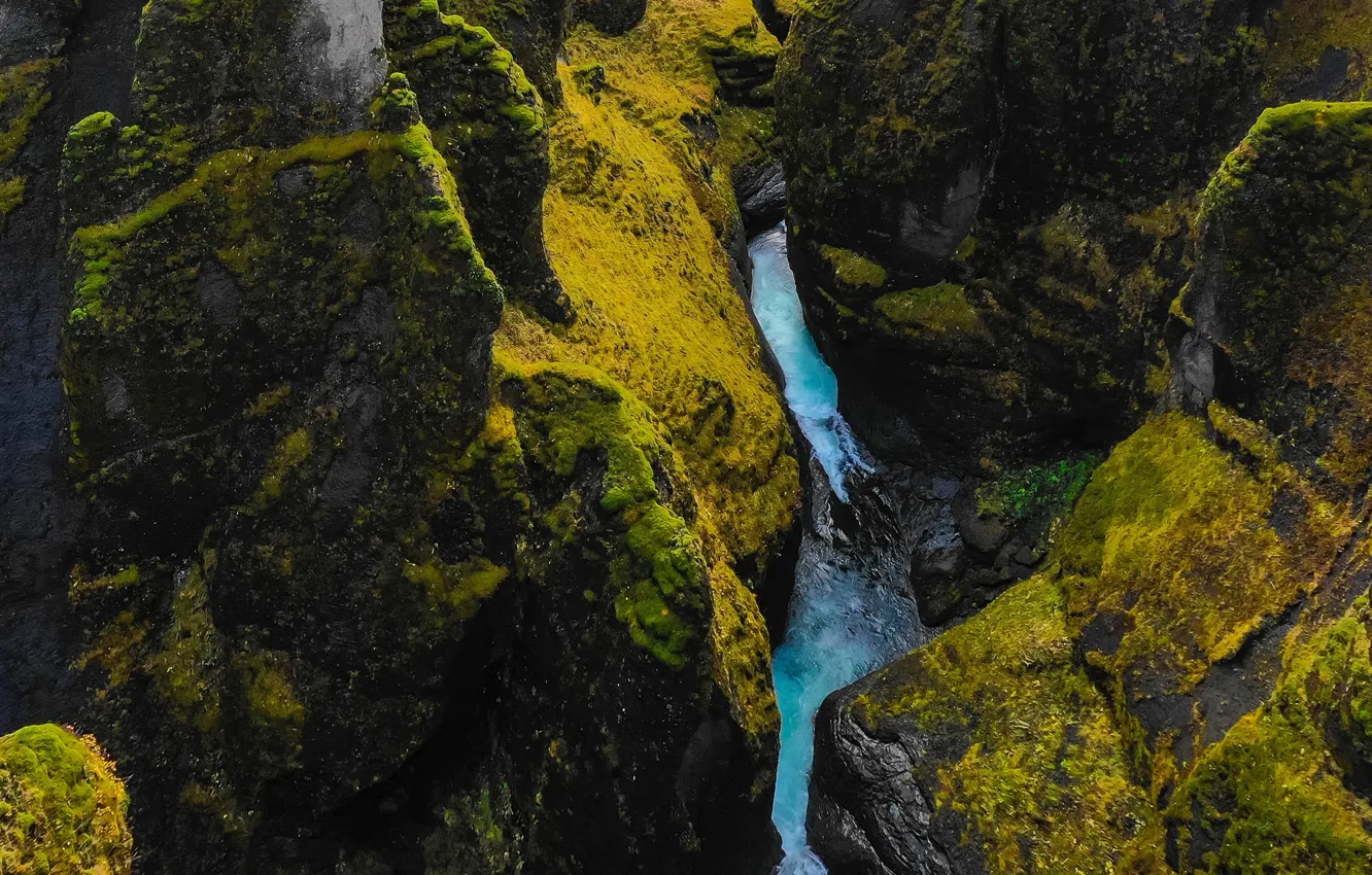 Photo wallpaper nature, river, rocks, for, moss