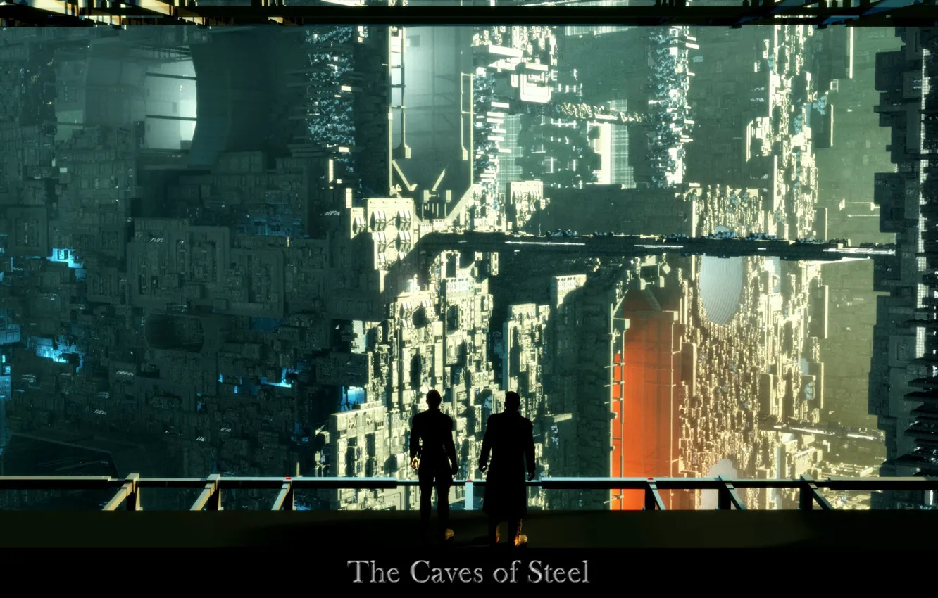 Photo wallpaper bridge, people, the caves of steel, steel cave
