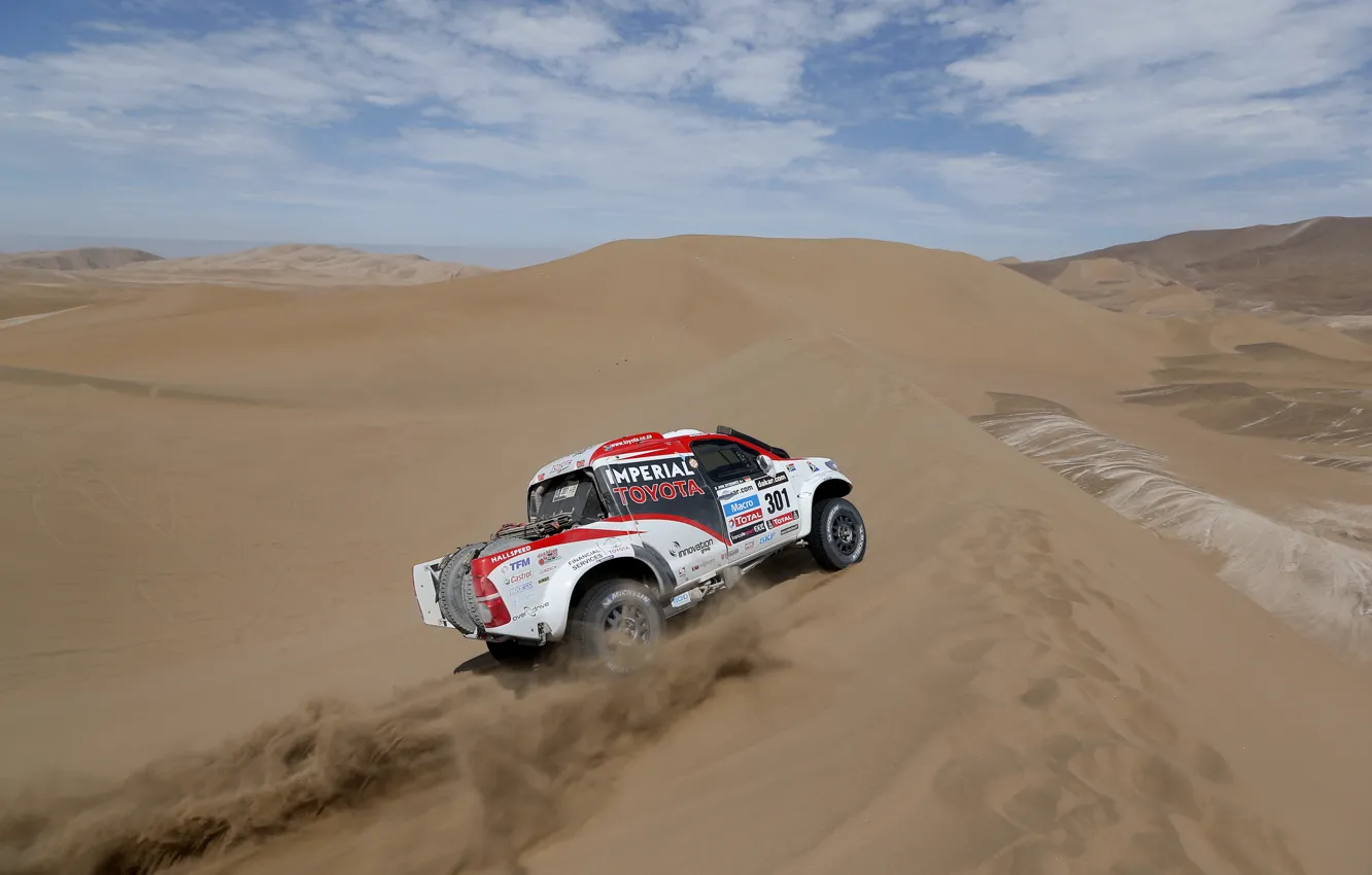 Photo wallpaper Sand, Turn, Toyota, Hilux, Rally, Dakar, Dakar, Toyota