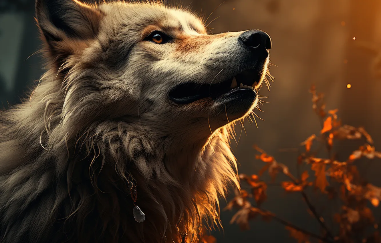 Photo wallpaper face, wolf, predator, digital art, AI art, The Art of Artificial Intelligence, neural network