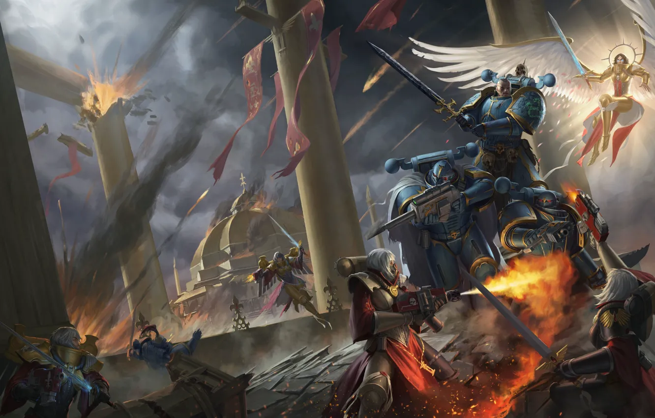 Photo wallpaper temple, battle, Adept Sororitas, Sisters Of Battle, Warhammer, Warhammer 40 000, Sister of Battle, traitors