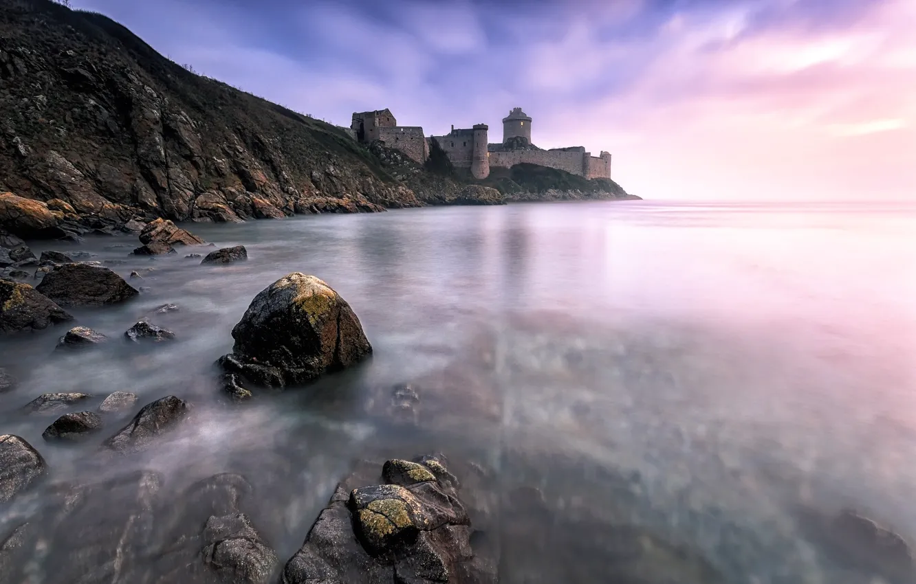 Photo wallpaper stones, castle, shore, fortress, The côtes-d'armor, Côtes-d'armor