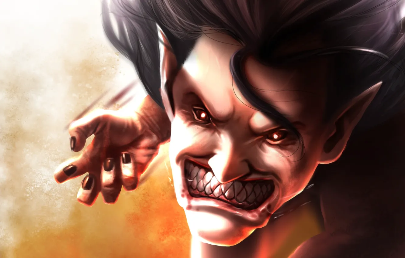 Photo wallpaper blood, game, monster, big, anime, face, fang, asian