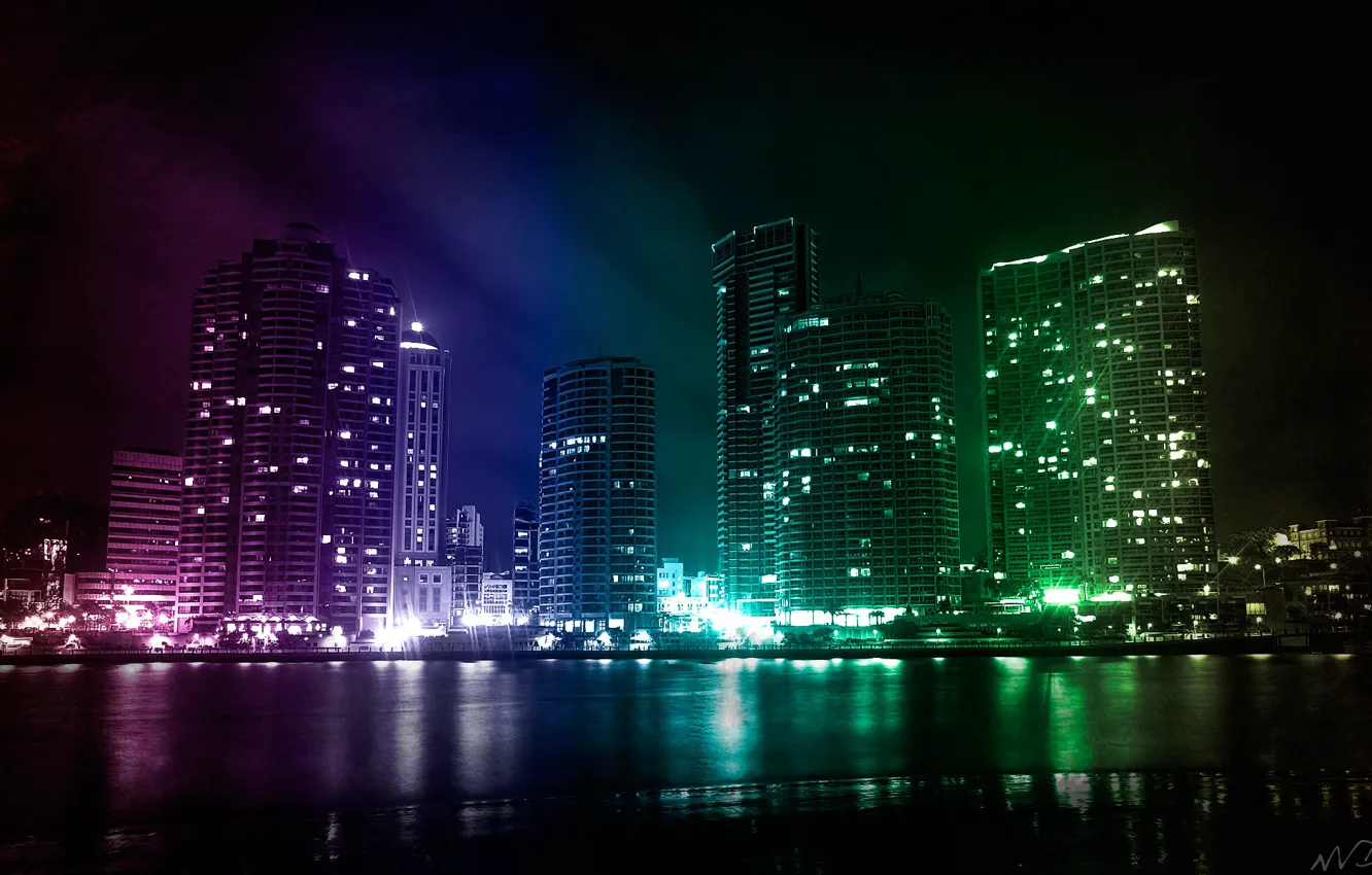 Photo wallpaper city, night, awesome, buildings
