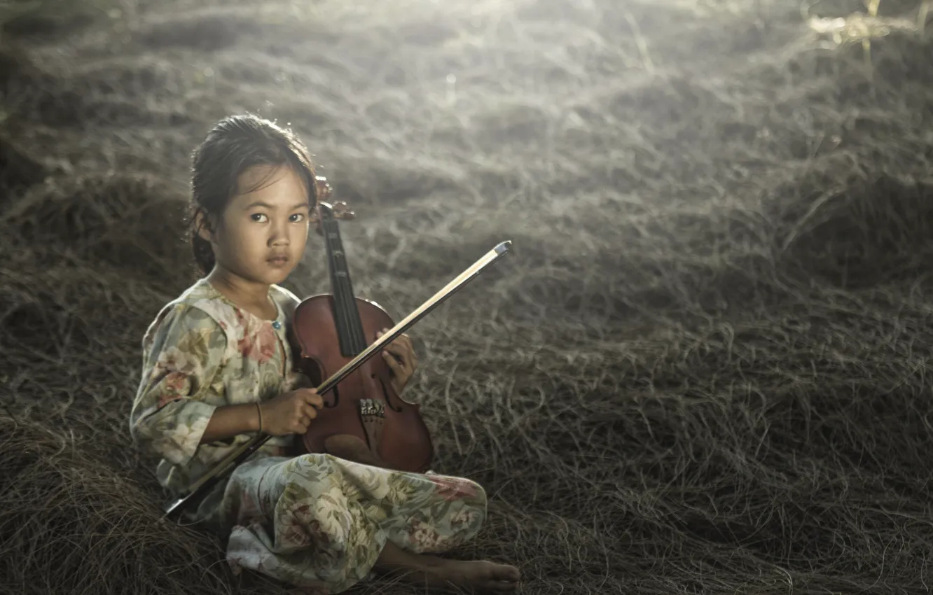 Photo wallpaper music, violin, girl